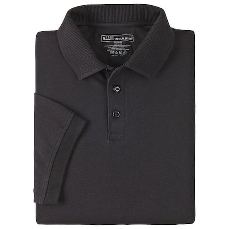 Tactical Polo Shirt, 100% Cotton, Button, 2 Pocket(s), Black, XL MPN:61166