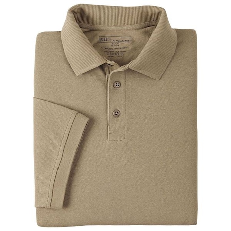 Tactical Polo Shirt, 100% Cotton, Button, 2 Pocket(s), Tan, XL MPN:61166