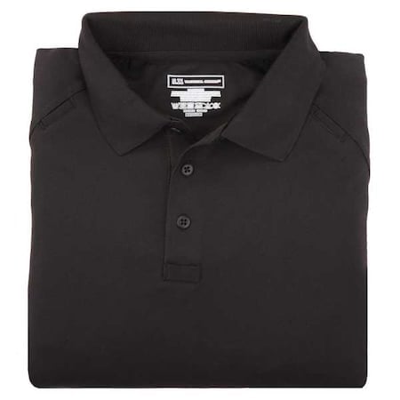 Tactical Polo Shirt, 100% Polyester, Button, 2 Pocket(s), Black, XL MPN:71049