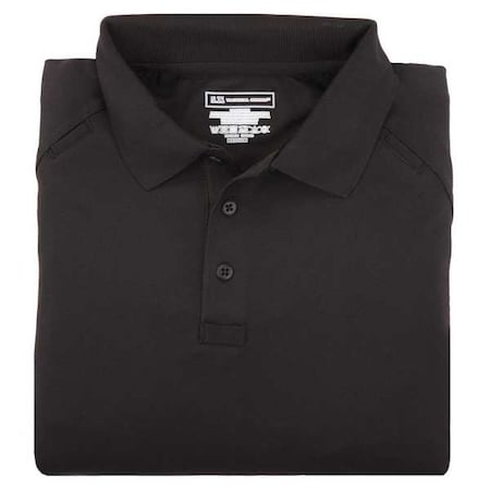 Tactical Polo Shirt, 100% Polyester, Button, 2 Pocket(s), Black, 3XL MPN:71049
