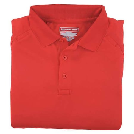 Tactical Polo Shirt, 100% Polyester, Button, 2 Pocket(s), Red, XL MPN:71049
