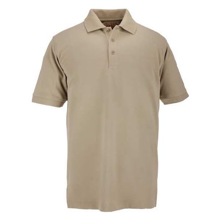 Tactical Polo Shirt, 100% Polyester, Button, 2 Pocket(s), Tan, 2XL MPN:71049