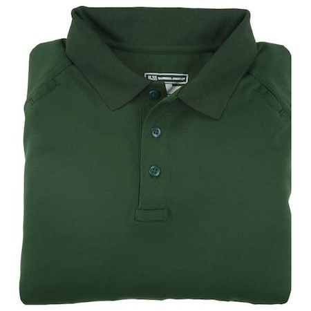 Tactical Polo Shirt, 100% Polyester, Button, 2 Pocket(s), Dark Green, S MPN:71049
