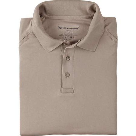 Tactical Polo Shirt, 100% Polyester, Button, 2 Pocket(s), Tan, L MPN:71049T