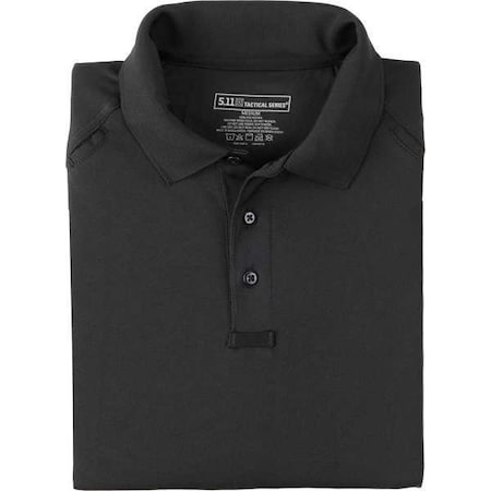 Tactical Polo Shirt, 100% Polyester, Button, 2 Pocket(s), Black, 2XL MPN:71049T