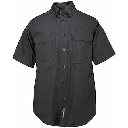 Tactical Shirt, 35% Cotton, 65% Polyester, Button, 4 Pocket(s), Black, 2XL MPN:71175