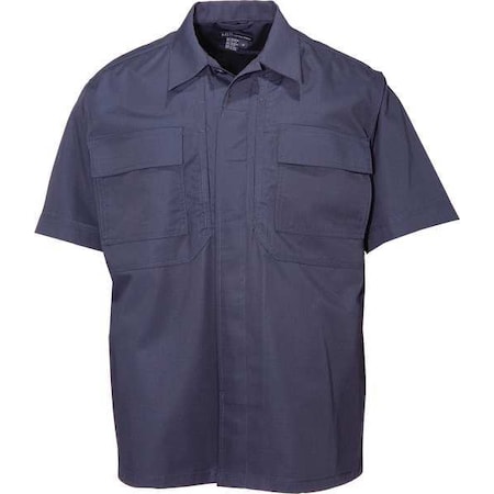 Tactical Shirt, 35% Cotton, 65% Polyester, Button, Hook-and-Loop, 6 Pocket(s), Navy, M MPN:71339