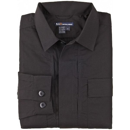 Tactical Shirt, 35% Cotton, 65% Polyester, Button, Black, M MPN:72002