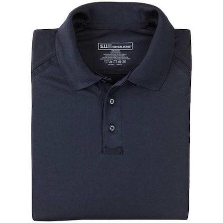 Tactical Polo Shirt, 100% Polyester, Button Front, Navy, 2XL MPN:72049