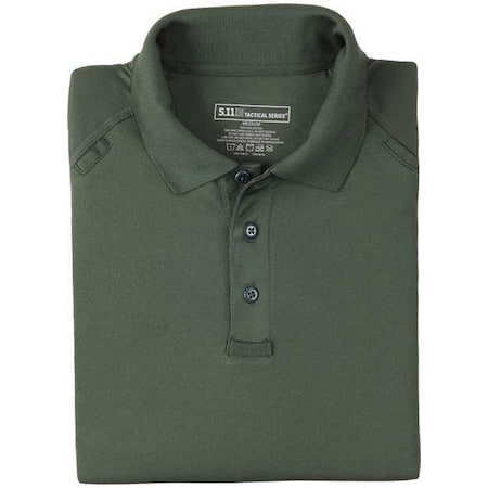 Tactical Polo Shirt, 100% Polyester, Button Front, Dark Green, S MPN:72049
