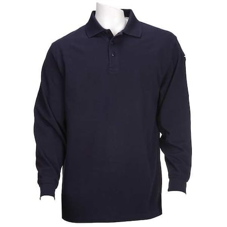 Tactical Polo Shirt, 100% Polyester, Button, 2 Pocket(s), Navy, L MPN:72049T