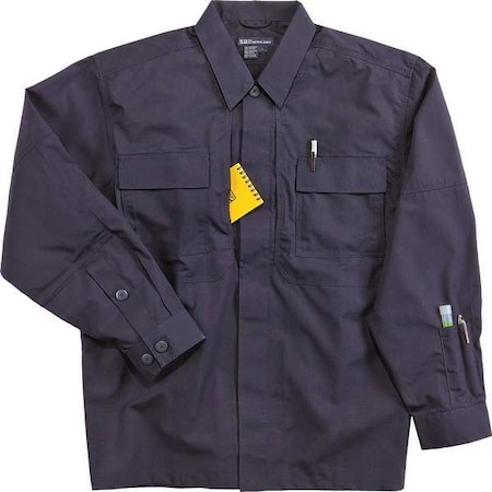 Tactical Shirt, 35% Cotton Ripstop, 65% Polyester, Button, Hook-and-Loop, 4 Pocket(s), Navy, 3XL MPN:72054T