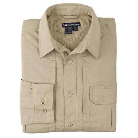 Tactical Shirt, 35% Cotton, 65% Poly, Button Front, 4 Pocket(s), Khaki, L MPN:72175T