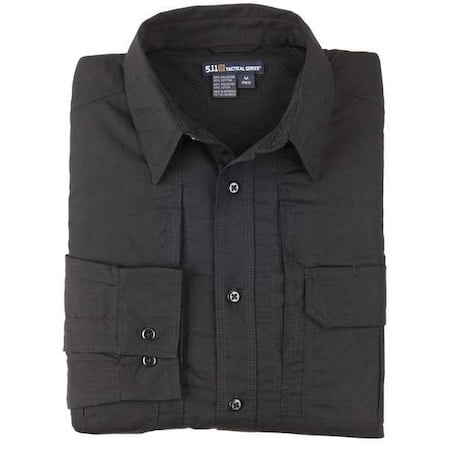 Tactical Shirt, 35% Cotton, 65% Polyester, Button, 4 Pocket(s), Black, L MPN:72175TABR-019-L
