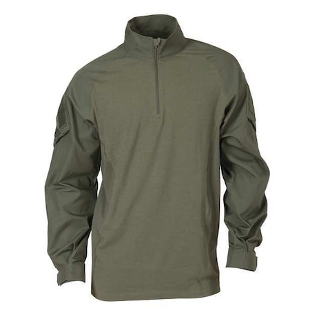 Tactical Shirt, 37% Polyester, 55% Cotton, 8% Elastane, Zipper, 2 Pocket(s), Olive Green, M MPN:72194ABR-190-M