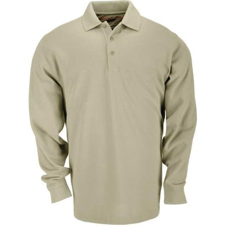 Tactical Polo Shirt, 100% Cotton, Button, Tan, L MPN:72360