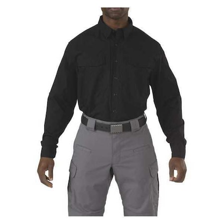 Tactical Shirt, 38% Cotton, 62% Polyester, Button, 4 Pocket(s), Black, 2XL MPN:72399TABR-019-2XL