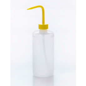 Bel-Art Narrow-Mouth 500ml (16oz) Polyethylene Wash Bottles Yellow PP Cap 28mm Closure 6Pk 116140500