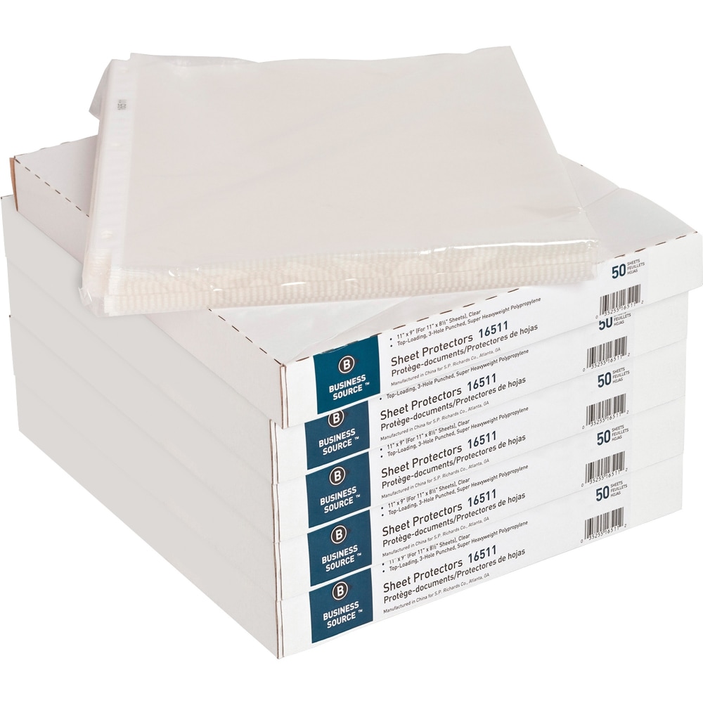 Business Source Top-Loading Poly Sheet Protectors - 16511CT - 250/Pack MPN:16511CT