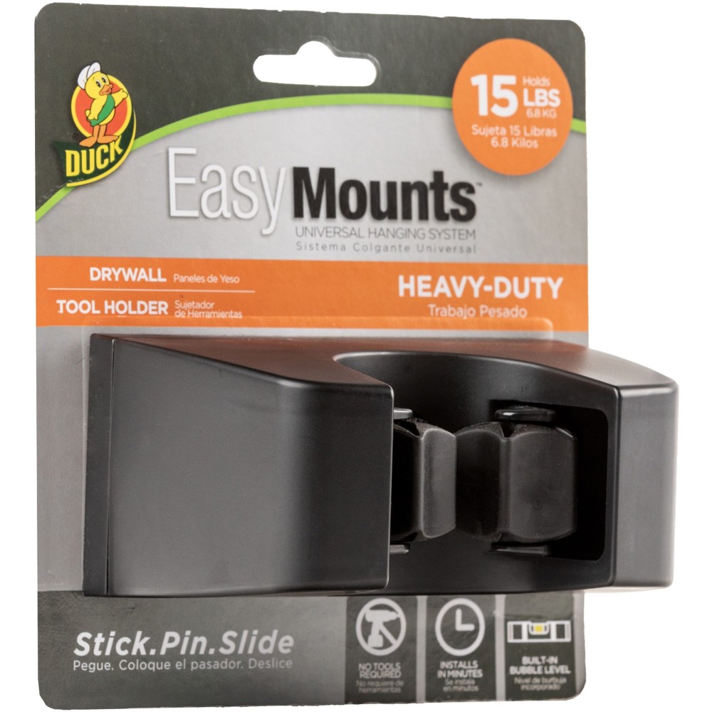 Duck Brand EasyMounts Heavy-Duty Tool Holder - Fiberglass - Black - 1 Each MPN:287215