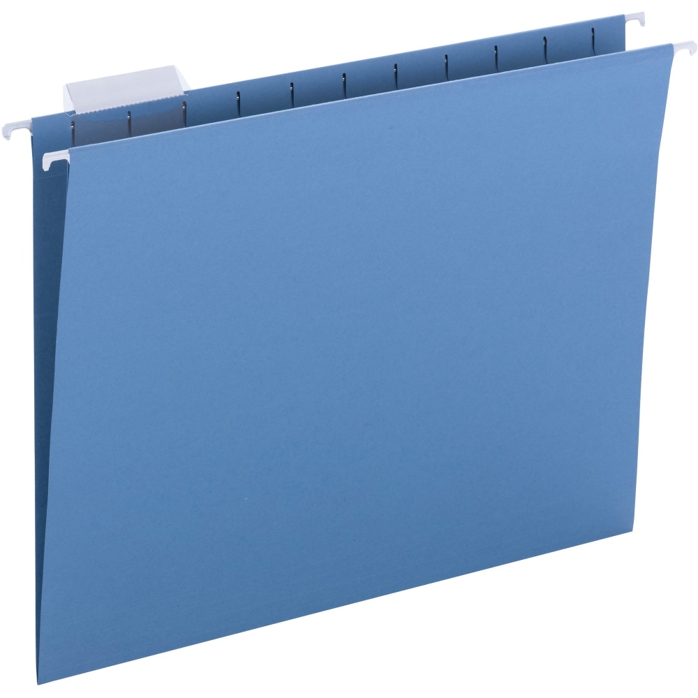 Business Source 1/5 Tab Cut Letter Recycled Hanging Folder - 8 1/2in x 11in - Blue - 10% Recycled - 25 / Box MPN:03176