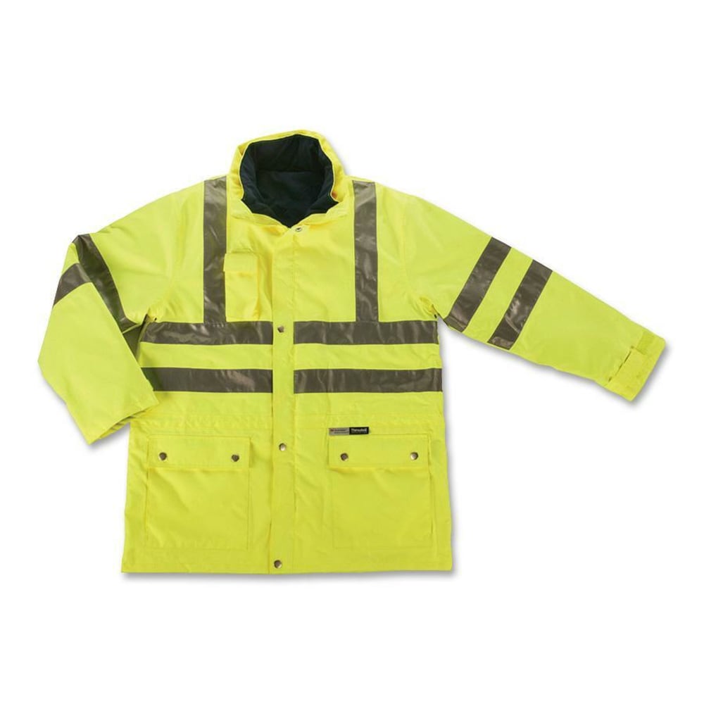 Ergodyne GloWear 8385 Class 3 4-in-1 Jacket - Weather Proof, Water Repellent, Machine Washable - Extra Large Size - Lime - 1 Each MPN:EGO24386