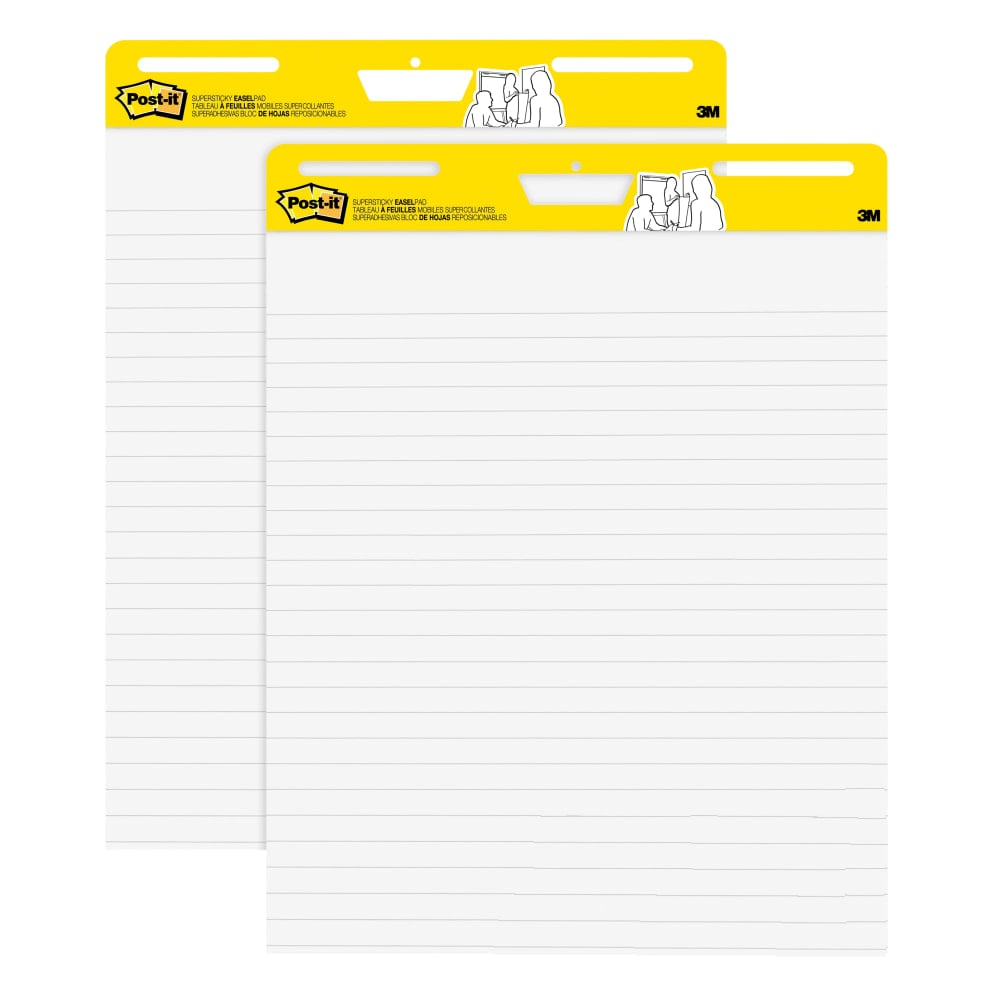 Post-it Super Sticky Easel Pads, 25in x 30in, 2 Pads, 30 Sheets/Pad, Lined, School Supplies for Classrooms, White MPN:561WL-VAD-2PK