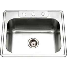 Houzer® Stainless Steel Single Bowl Drop-In 3-Hole Kitchen Sink 2522-8BS3-1