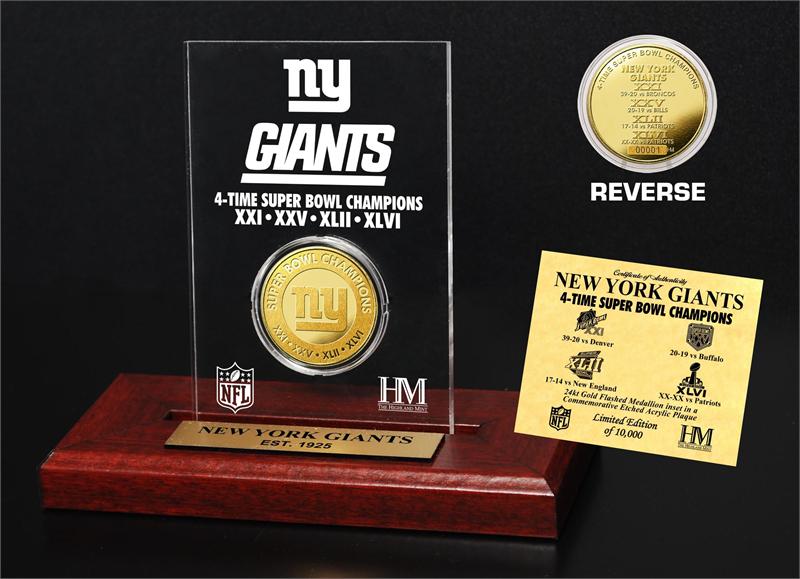 New York Giants 4x Super Bowl Champs Etched Acrylic MPN:NYGSB4ACRYLK