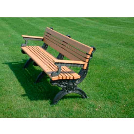 Polly Products Cambridge 6' Backed Bench w/ Arms Brown Bench/Black Frame ASM-CB6BA-02-BK/BN