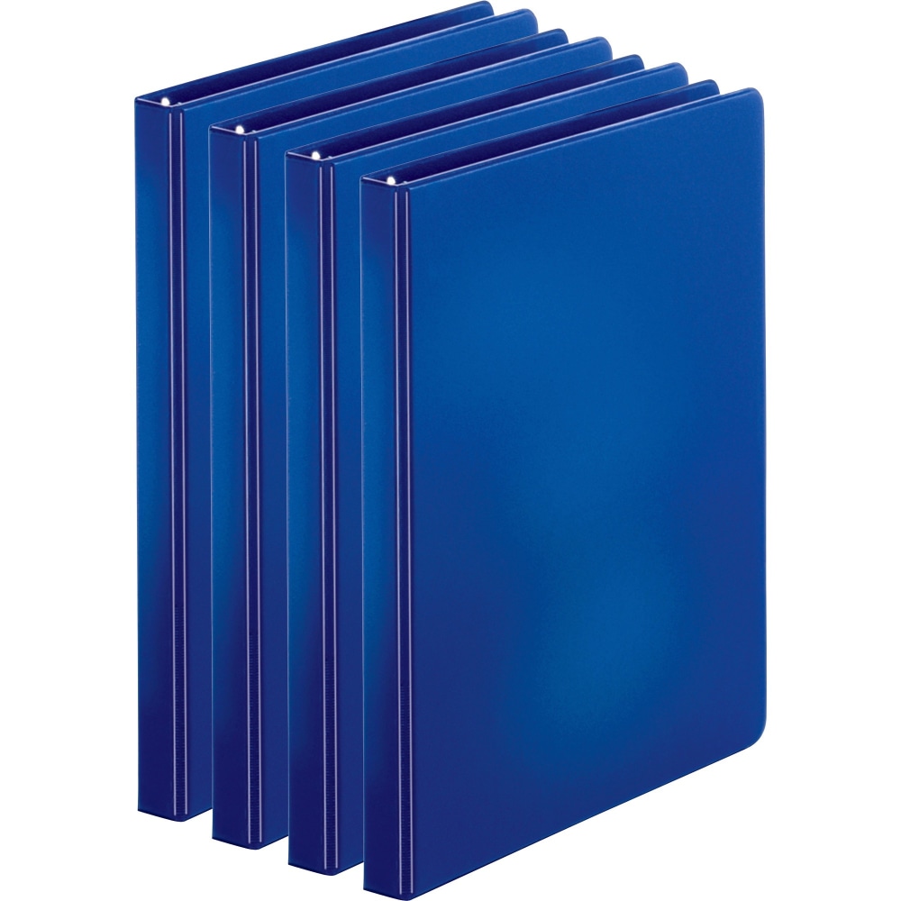 Business Source Basic Round Ring Binders, 1/2in Ring, 8 1/2in x 11in, Dark Blue, Pack Of 4 MPN:28525BD