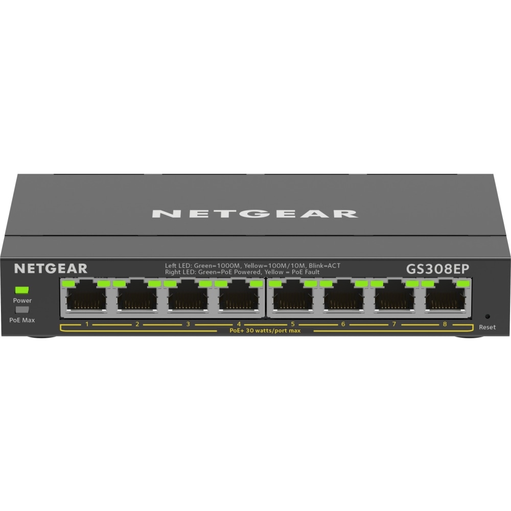 Netgear 8-Port Gigabit Ethernet PoE+ Smart Managed Plus Switch - 8 Ports - Manageable - 2 Layer Supported - GS308EP100NAS MPN:GS308EP-100NAS