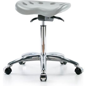Blue Ridge Ergonomics Tractor Sit-Stand Medium Bench Height Stool with Casters PU Seat Gray PTMBSO-CR-NF-CC-GRY