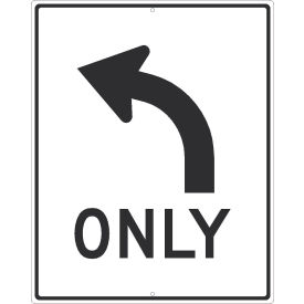 NMC TM521J Traffic Sign Left Turn Only Arrow Sign 30