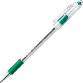 Pentel® RSVP Ballpoint Stick Pen Medium Clear Barrel Green Ink Dozen BK91D