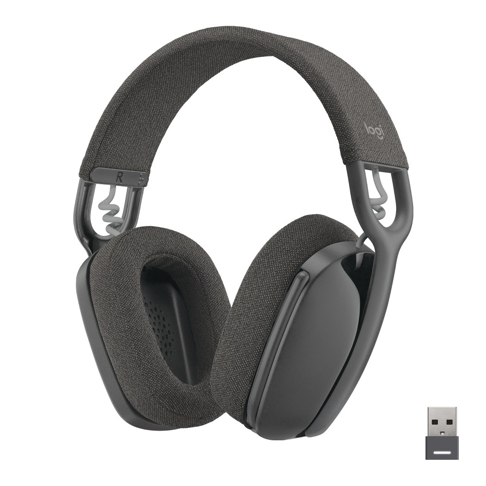Logitech Zone Vibe 125 Headset - Stereo - USB Type A - Wireless - Bluetooth/RF - 98.4 ft - 20 Hz - 20 kHz - Over-the-ear - Binaural - Circumaural - Omni-directional, MEMS Technology, Bi-directional, Noise Cancelling Microphone - Noise Canceling - Graphit