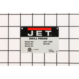 JET® Name Plate (Jdp17Mf) JT9-10916904 JT9-10916904