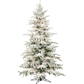 Fraser Hill Farm Artificial Christmas Tree 7.5 Ft. Mountain Pine Flocked Clear LED Lights FFMP075-5SN