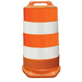 Plasticade Commander Traffic Drum Orange Engineer Grade Sheeting 4 6'' Reflective Stripes LDPE 456-LD-T-08