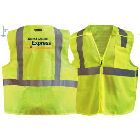 XL Recycled Class 2 Mesh Breakaway Zip Vest W/United Ground Express Logo Hi-Viz Yellow PLG01 UGE-SSMBZ-YXL