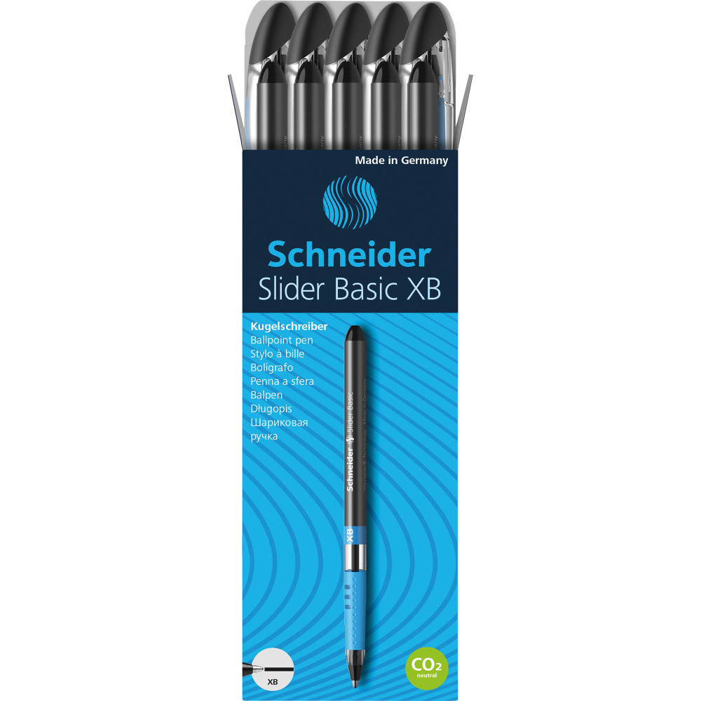 Schneider Slider Basic XB Ballpoint Pens, Extra-Bold Point, 1.4 mm, Black Barrels, Black Ink, Pack Of 10 Pens MPN:RED151201