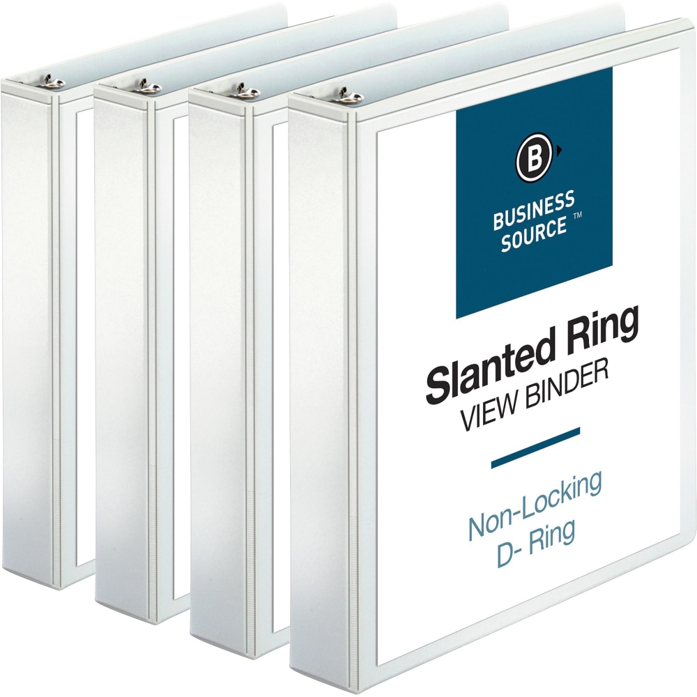 Business Source Basic D-Ring White View Binders, 1 1/2in Ring, 8 1/2in x 11in, White MPN:28441BD