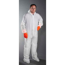 Polypropylene Coverall/Bunny Suit Elastic Wrists Attached Hood & Boots Zipper Front 2XL 25/CS CVL-NW-B-2XL