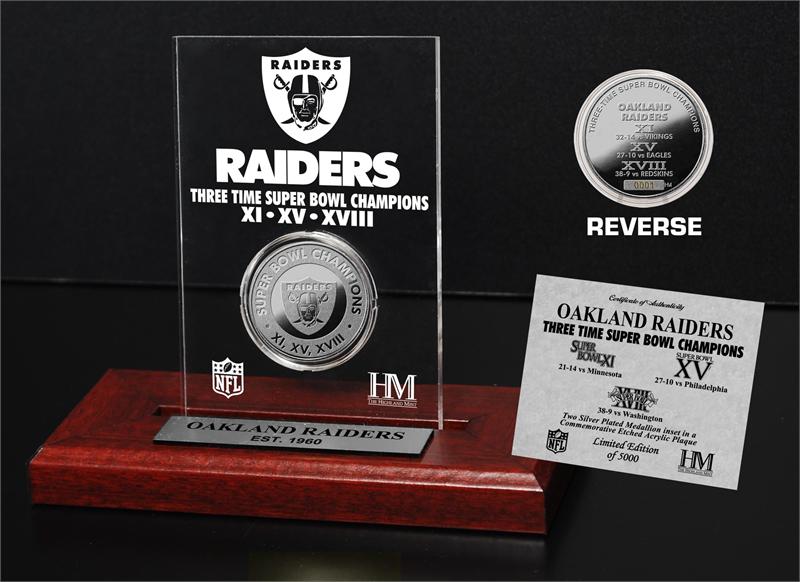 Raiders 3x Super Bowl Champs Etched Acrylic MPN:ORSBACRYLK