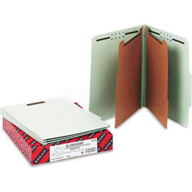 Smead® Pressboard Classification Folders Tab Letter Six-Section Gray-Green 10/Box 14076