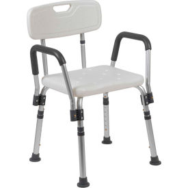 Flash Furniture Hercules Series Adjustable Height Bath Chair with Quick Release Back & Arms White HY3523L-WH-GGDC-