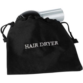 Fire Retardant Hair Dryer Bag - Black with White Embroidery - Pkg Qty 10 FRHDBAG-WEM