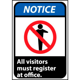 Notice Sign 14x10 Aluminum - All Visitors Must Register At Office NGA12AB