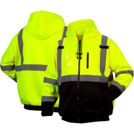 Pyramex® RSZH33 Premium Long Sleeve Zipper Sweatshirt Class 3 M Hi-Vis Lime RSZH3310M