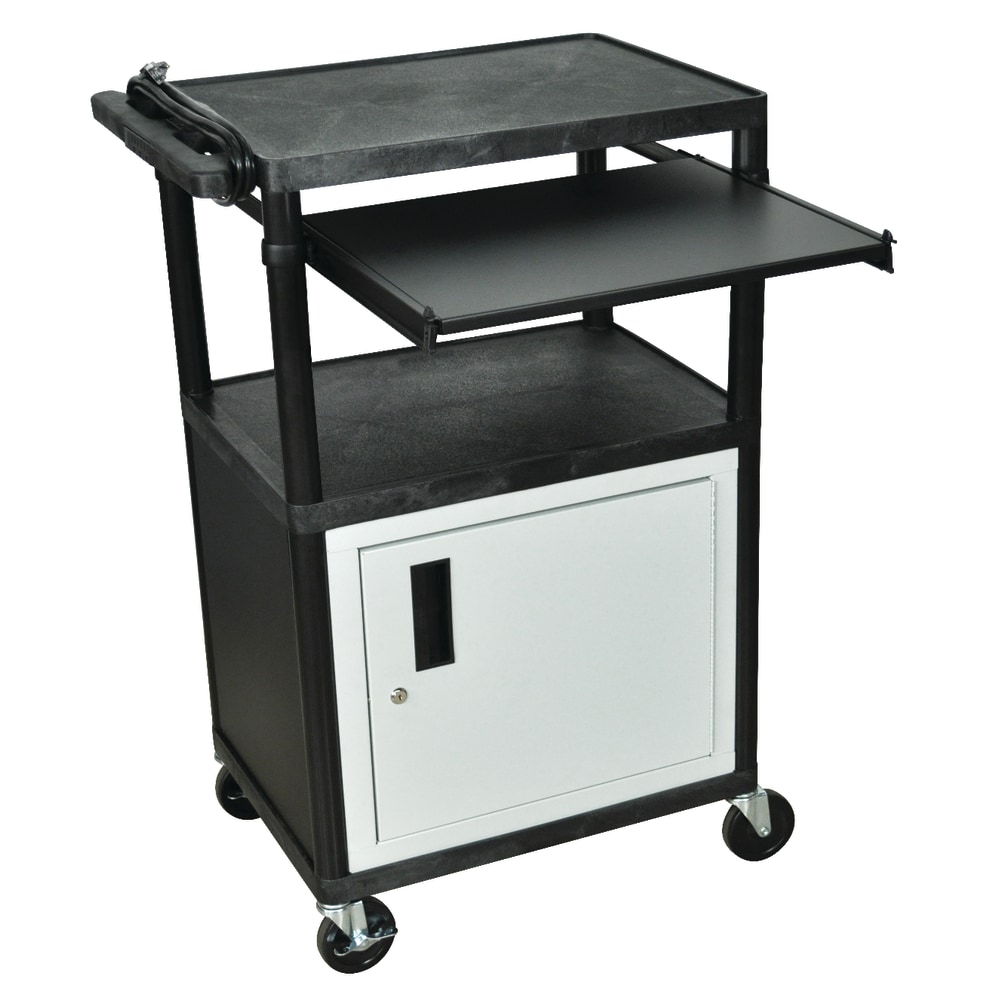H. Wilson Audio/Visual Cart With Front Shelf And Electrical Assembly, 42inH x 24inW x 18inD, Black/Gray MPN:LP42CLE-B